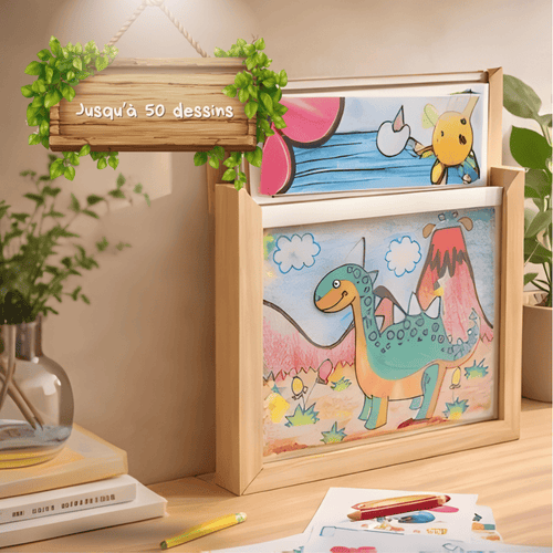 Cadre Évolutif pour Dessins d’Enfants - Stockez & Exposez jusqu’à 50 Créations - Mon Souvenir Bébé