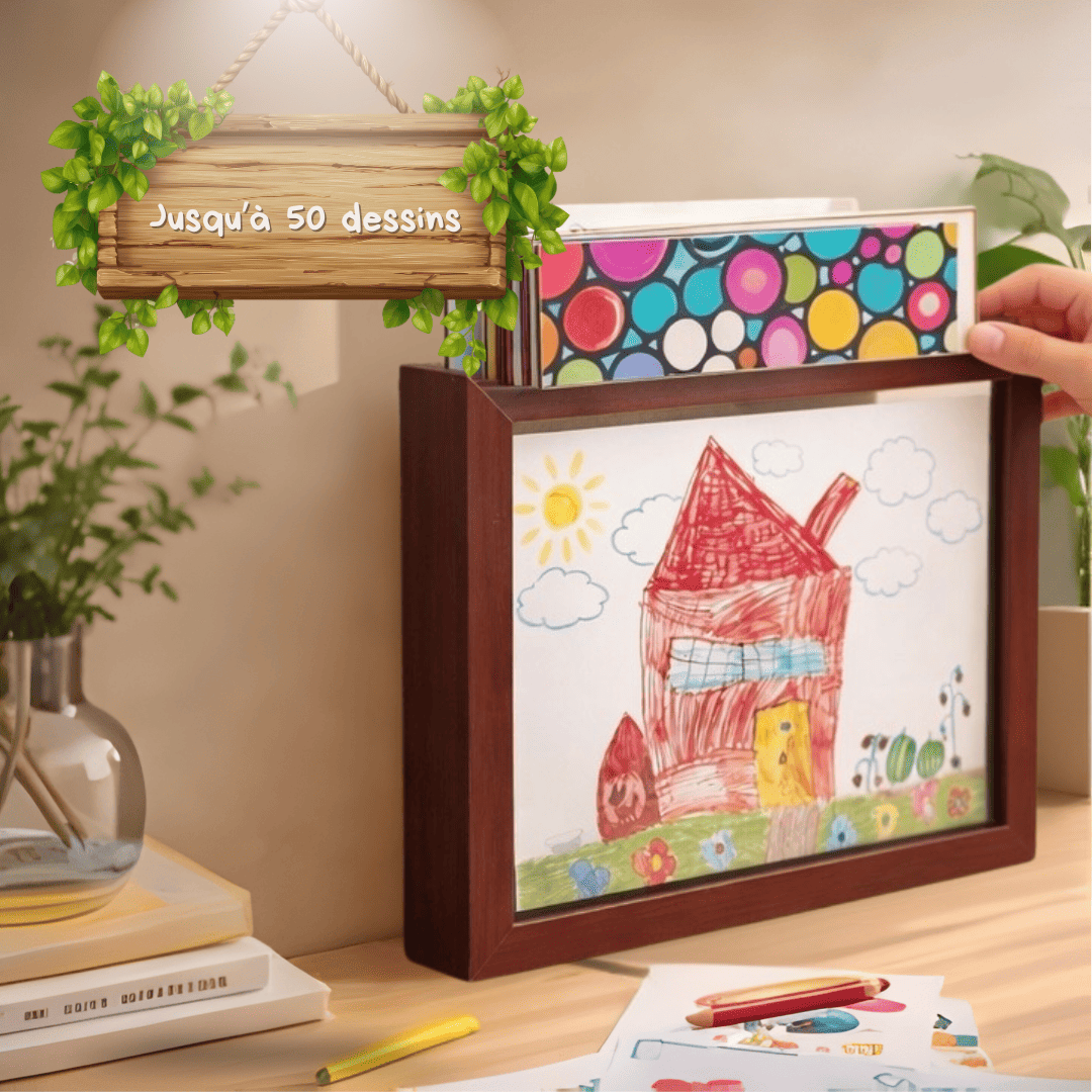 Cadre Évolutif pour Dessins d’Enfants - Stockez & Exposez jusqu’à 50 Créations - Mon Souvenir Bébé