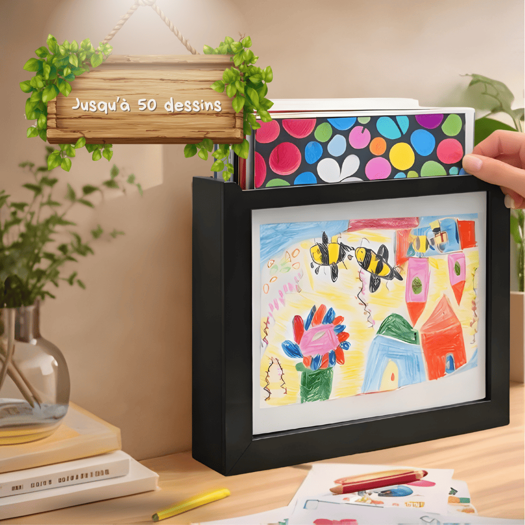 Cadre Évolutif pour Dessins d’Enfants - Stockez & Exposez jusqu’à 50 Créations - Mon Souvenir Bébé